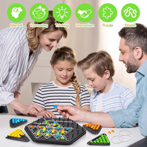 Triggle Rubber Band Game, Chain Triangle Chess Game Set Desktop Board Interactive Game for Kids Adult Family Party?2-4 Palyersf...