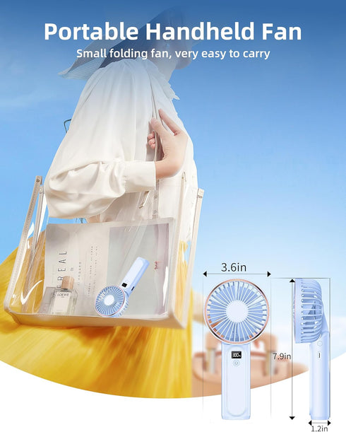 TUNISE Portable Handheld Fan, Portable Fan Rechargeable, 4000mAh, 180° Adjustable, 6 Speed Wind, Display Electricity in Real Time, USB Rechargeabl...