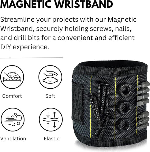 Magnetic Wristband For Holding Screw - With Strong Magnets, Made From Magnetic Polyester With Lightweight Powerful Magnets, Perfect Tool Birthday ...