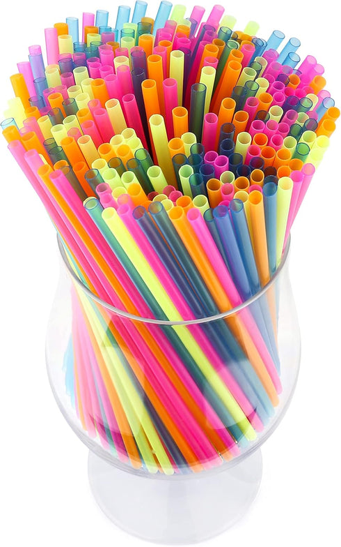 300 Neon Mini Bar Cocktail Straws - Coffee Drink Stirrers, Short Plastic Straws...