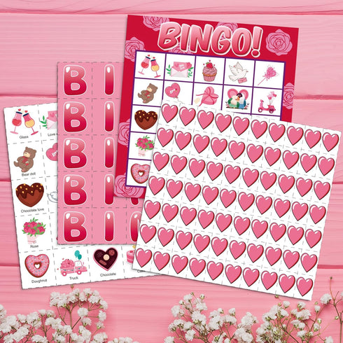 jollylife 40 Players Valentine's Day Bingo Game Cards Class Party Supplies Activity(Pink)...