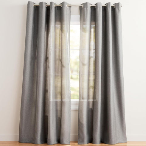 Exclusive Home Loha Linen Grommet Top Curtain Panel Pair, 54"x84", Black Pearl...