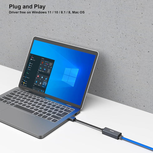 BENFEI USB 3.0 to Gigabit Ethernet Adapter Compatible for MacBook, Surface Pro, PC with Windows11/10/8/7, XP, Vista, Mac[Aluminium Shell&Nylon Cab...