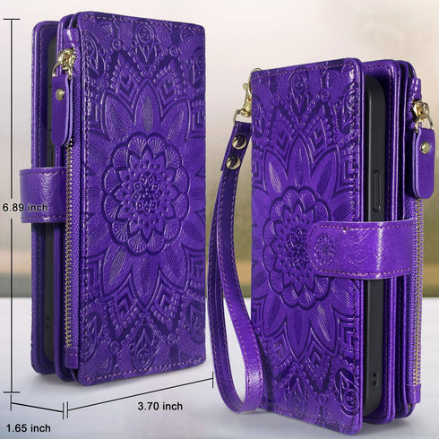Harryshell Detachable Magnetic Zipper Wallet Leather Case Cash Pocket with Card Slots Holder Wrist Strap for iPhone XR 6.1 Inch 2018 Floral Flower...