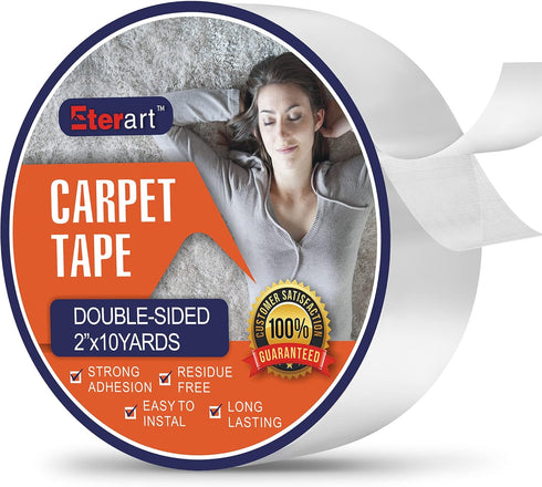 Double Sided Carpet Tape Heavy Duty for Area Rugs,Tile Hardwood Floors,Over Carpet,Rug Tape High Adhesive and Removable,Strong Sticky Tape,Residue...
