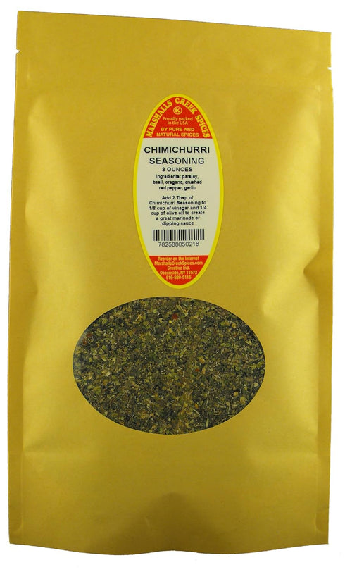 Marshalls Creek Spices Chimichurri 3 ounce ECO Friendly Kraft Stand-up Pouch. Makes a great marinade or dipping sauce....