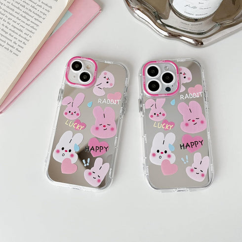 Jmltech for iPhone 15 Pro Max Case Cute Mirror Girly Pink Rabbit Women Silicone Slim Protective Phone Cases for iPhone 15 Pro Max (Rabbit, iPhone ...