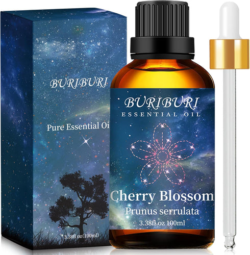 BURIBURI Cherry Blossom Essential Oil for Aromatherapy Diffuser, Skin, 100% Pure Cherry Blossom Oil 100ML for Candle, Soap, Perfume Making Cherry ...