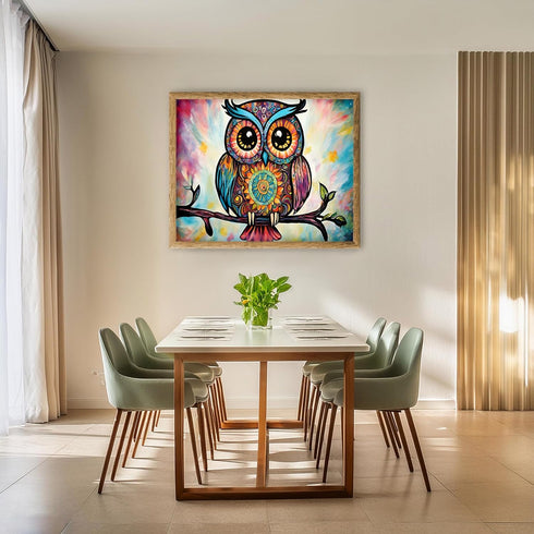 Posterizer 1 pcs- psychedelic funky hippie colorful owl print 5-Fantasy & Fiction Art-Retro Art- Living Room Bedroom Decor- unframed wall art...