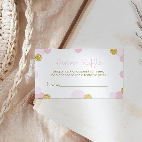 Paper Clever Party Pink and Gold Diaper Raffle Tickets - 25 Pack - Fun Baby Shower Game for Girls - Raffle Invitation Insert Cards for Prizes...
