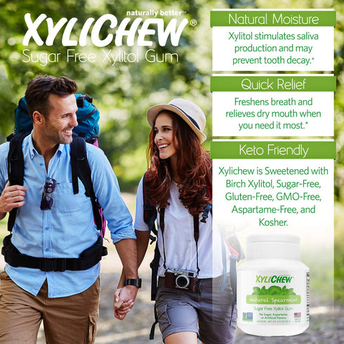 Xylichew 100% Xylitol Chewing Gum - Non GMO, Non Aspartame, Gluten Free, and Sugar Free Gum - Natural Oral Care, Relieves Bad Breath and Dry Mouth...