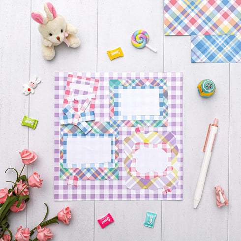 Whaline 12 Designs Spring Pastel Plaid Pattern Paper 24 Sheet Scrapbook Specialty Paper Double-Sided Easter Decorative Craft Paper Folded Flat for...