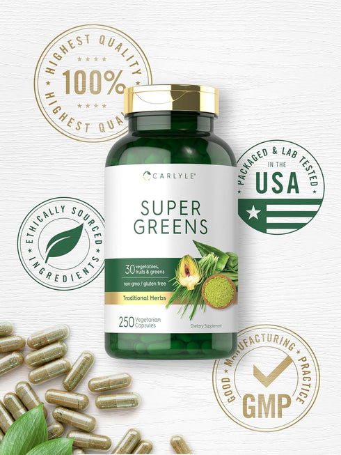 Carlyle Super Greens Capsules | 250 Count | Non-GMO & Gluten Free Supplement...