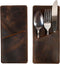 Set of 2 Rectangular Cutlery Sleeves, Utensils Place Setting, Silverware Holder, Flatware, Full Grain Leather, Handmade, Bourbon Brown...
