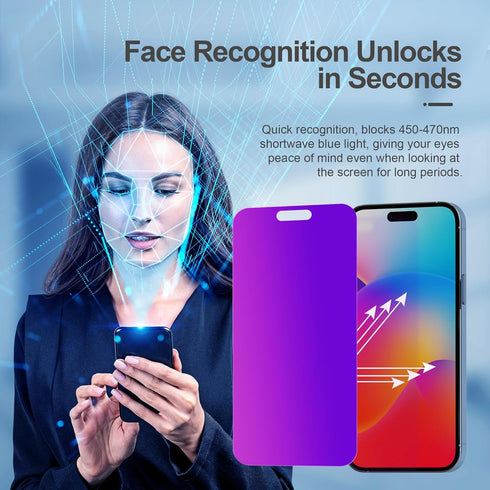 Compatible for iPhone 15 Pro Max Privacy Screen Protector Tempered Glass 6.7 Inch, Purple Gradient Anti Spy Anti Blue Light HD Easy Installation.....
