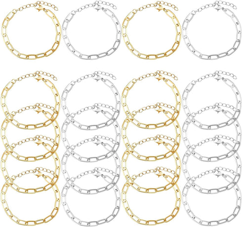 20pcs Chain Bracelets Kit Alloy Link with Lobster Clasps for Christmas DIY Women Jewelry Findings Bracelet Making (Gold & Silver)...
