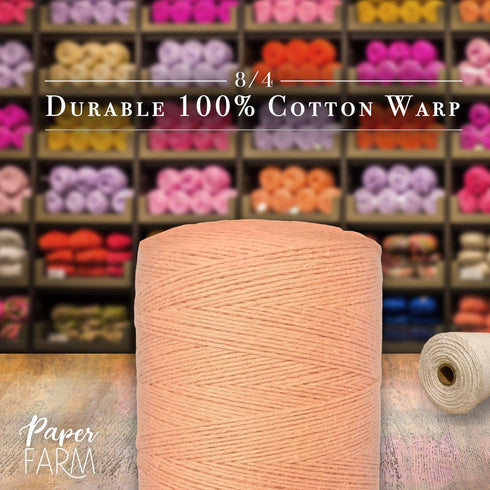 100% Cotton Loom Warp Thread (Peach), 8/4 Warp Yarn (800 Yards), Perfect for Weaving: Carpet, Tapestry, Rug, Blanket or Pattern - Warping Thread f...