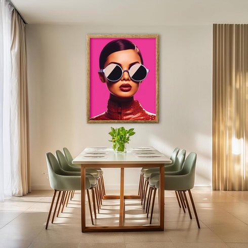 Posterizer 1 pcs-beautiful vintage woman with sparkly leather jacket-Abstract & Modern Art-Vintage Art-Gift for Women, Fashionistas, Designer Fash...