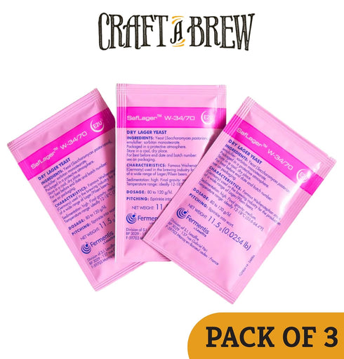 Craft A Brew - SafLager W-34/70 Yeast - German Lager Dry Yeast - For Craft Lagers - Ingredients for Home Brewing - Beer Making Supplies - 3 Pack...