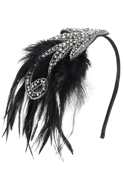 BABEYOND 1920s Flapper Headband Accessories Roaring 20s Feather Hair Band Vintage Gatsby Party Accessories (Silver)...