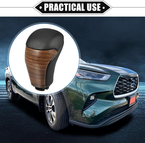 Automatic Gear Shift Knob Compatible for Toyota Highlander 2014-2019, Durable Faux Leather Plastic Black Yellow Undrilled Mahogany Pattern...