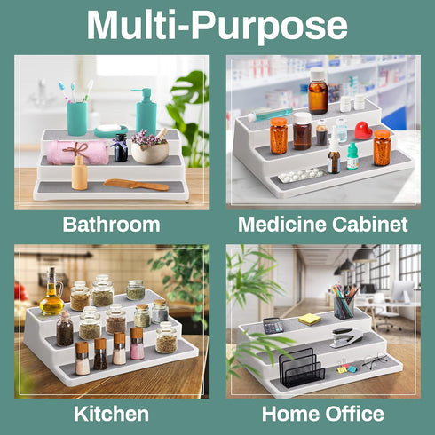 Home Intuition 3 Tier 14 inch Non-Skid Spice Rack Kitchen Pantry Organizer...