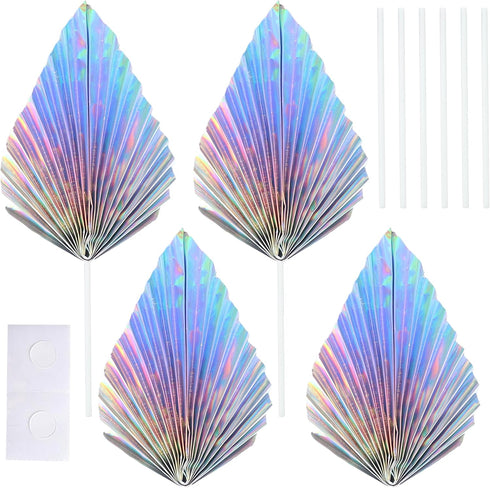 Gyufise 6Pcs Paper Palm Fan Cake Toppers Palm Spear Leaves Fan Cupcake Toppers Cake Insert Decorations Craft DIY Cake Bakeware Decoration for Birt...