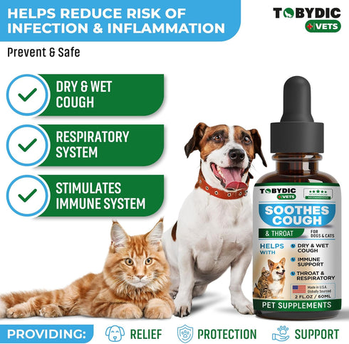 Natural Dog Cough Medicine & Antibiotic for Cats Respiratory Infection - Sneezing Relief & Kennel Cough Treatment - Trachea Collapse & Pet Asthma ...