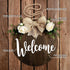 MayAvenue Welcome Wreaths Decor Sign Front Door, Round Wood Hanging Sign with Ribbon Bow and Artificial Green Leaves, Farmhouse Porch Decorations ...