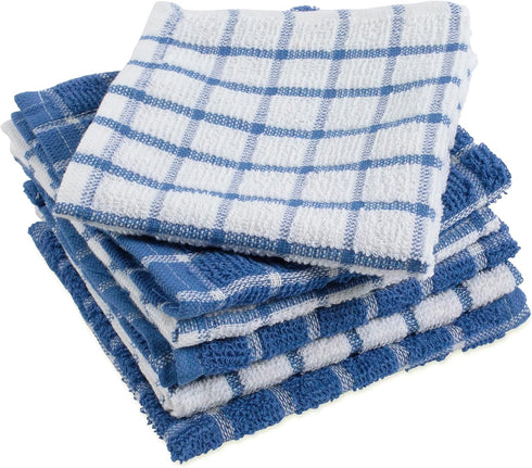 DII Basic Terry Collection Windowpane Dishcloth Set, 12x12, Blueberry, 6 Piece...