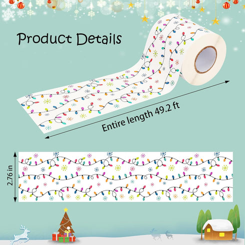 49.2 Ft Christmas Light Bulletin Board Border Roll, Self-Adhesive Christmas Bulletin Board Border Trim for Christmas Winter Party School Classroom...