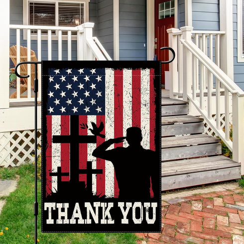 Memorial Day Garden Flag 12×18 Inch Double Sided Vertical Burlap Thank You Military Soldiers Independence Day Veterans Day Garden Flag Farmhouse O...