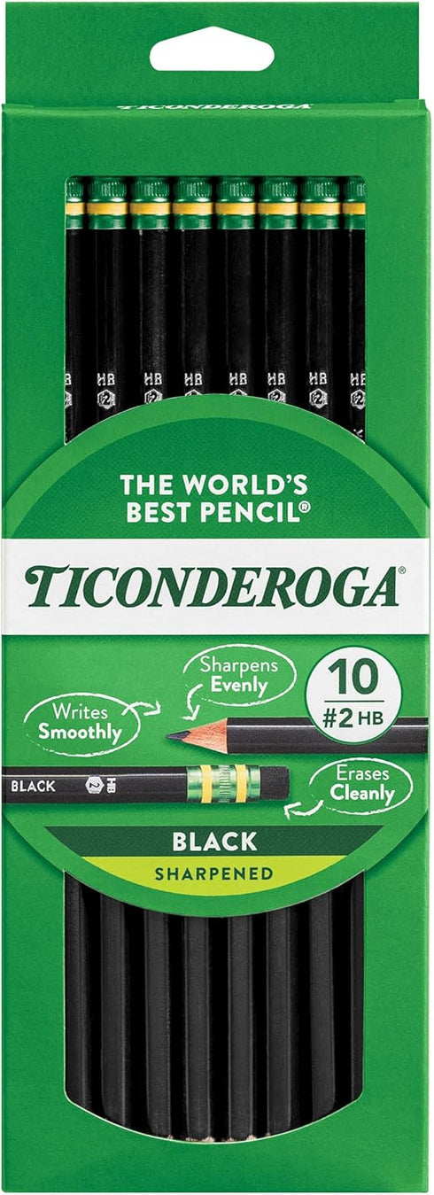 Dixon Ticonderoga Wood-Cased #2 Pencils, Pre-Sharpened, Pack of 60, Black (13915) (60)...