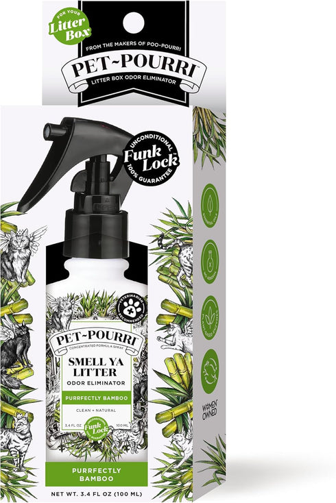 Pet-Pourri Smell Ya Litter Box Odor Freshener Spray, Purrfectly Bamboo, 3.4 Fl Oz - Bamboo (Veterinarian Recommended)...