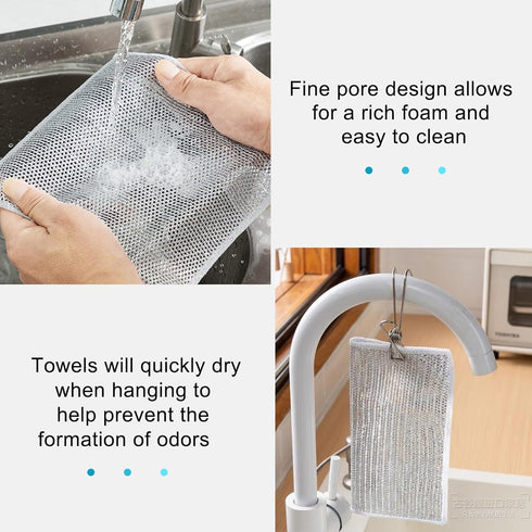 Multifunctional Non-Scratch Wire Dishcloth,Multipurpose Wire Dishwashing Rags for Wet and Dry, Steel Wire Dish Towel,Scrubs & Cleans for Dishes,St...