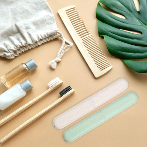 VOCOSTE 2pcs, Traveling Toothbrush Holders Case, PP Toothbrush Case for Travel Business, Green, Beige, 8.07''x1.22''x0.83''...