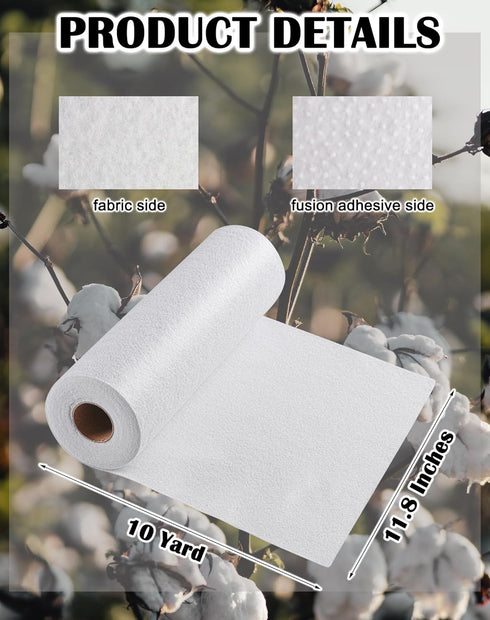 Fusible Fleece Interfacing, One-Sided Loft Fusible Fleece for Sewing, Quilting, Crafts, Clothing, Bags (11.8 Inches x 10 Yard) Lightweight, Easy I...