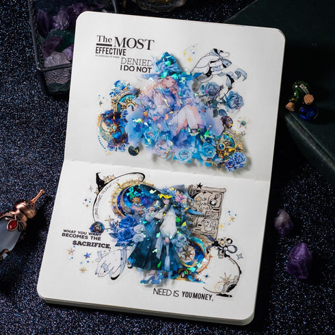 30Pcs Large PET Witch Stickers, Holographic Stickers for Scrapbooking, DIY Crafts, Waterproof Journaling Supplies & Junk Journal Ephemera, with St...