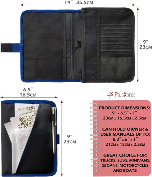 Glove Box Compartment Organizer - Car Document Holder - Owner Manual Case Pouch - Vehicle Storage Wallet for Registration & Insurance Card - Premi...