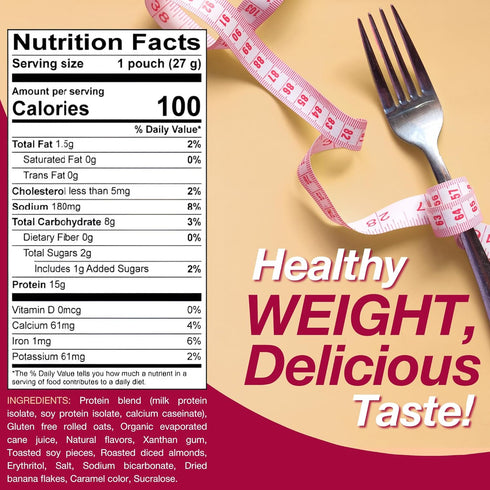 ProtiDIET High Protein Banana Nut Instant Oatmeal - Gluten Free, Rich in Fiber, Low Sugar - Easy to Digest, Healthy, and Nutritious Breakfast Prot...