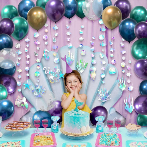 Cheerland Under the Sea Party Garlands Iridescent Mermaid Birthday Decorations Balloon Garland First Birthday Decor Sea Poolside Balloon Arch Litt...