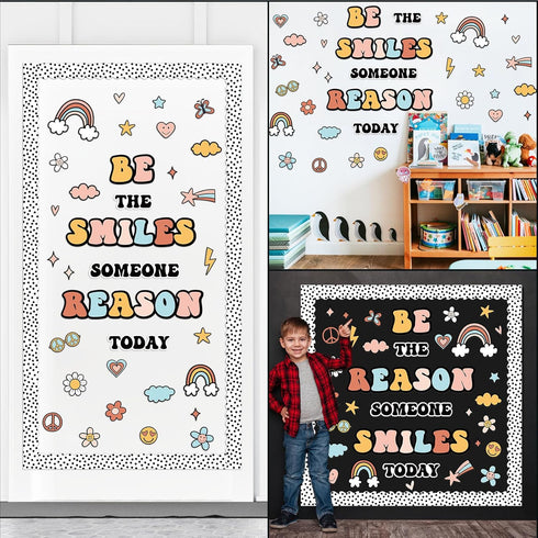 Classroom Bulletin Board Decoration Set Welcome Banner Wall Door Boho Hippie Groovy Classroom Decorations for Kindergarten Preschool Elementary Mi...