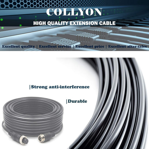 (17FT / 5m Backup Camera Cable, 4-pin Aviation Video Extension Cable, Car Video Extension Cable Backup Camera Extension Cable,AV Extension Cable C...