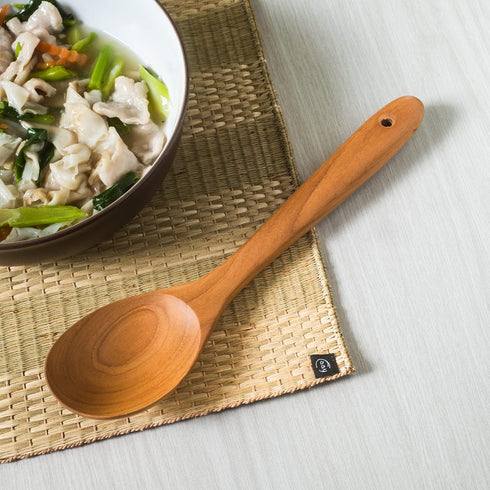 FAAY 12" Big Scoop Spoon, Wide Head, Easy for Cooking and Serving. Handcraft from High Moist Resistance Golden Teak Wood | Durable, Healthy, Ergon...