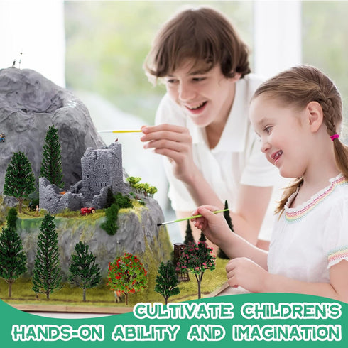 55 Pcs Miniature Colorful Flower Cluster Mini Model Trees Artificial Grass Mat Squares Set 36 Flower Tufts 15 Mixed Train Diorama Trees 4 Garden C...