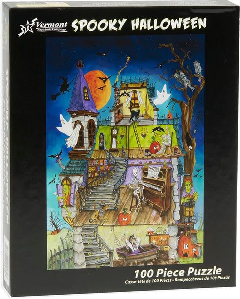 Spooky Halloween Jigsaw Puzzle 100 Piece by Vermont Christmas Company - 19"x13" - Large Pieces, Perfect for Kids & Seniors...
