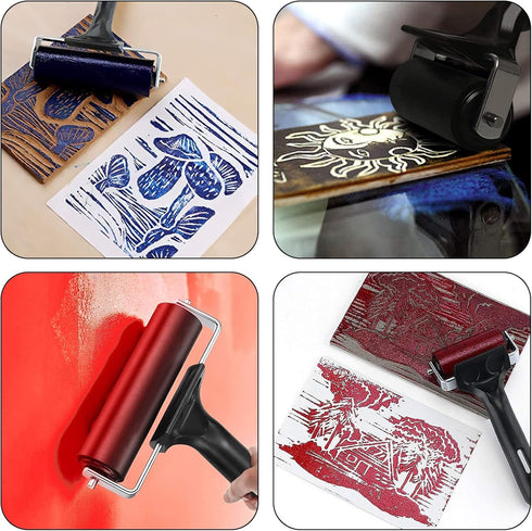 3 Pack Brayer Rollers for Crafting, Vinyl Rubber Roller Brayers, Printmaking Brayer Rollers for Cricut Maker, Gluing, Printing, Inking and Stampin...