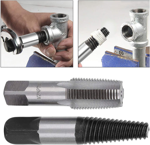 Garosa Pipe Tap Set Broken Pipe Extractor 1/2 inch Thread Broken Remover Tools High Carbon Steel Water Pipe Screw Extractor Set Home Water Pipe Re...
