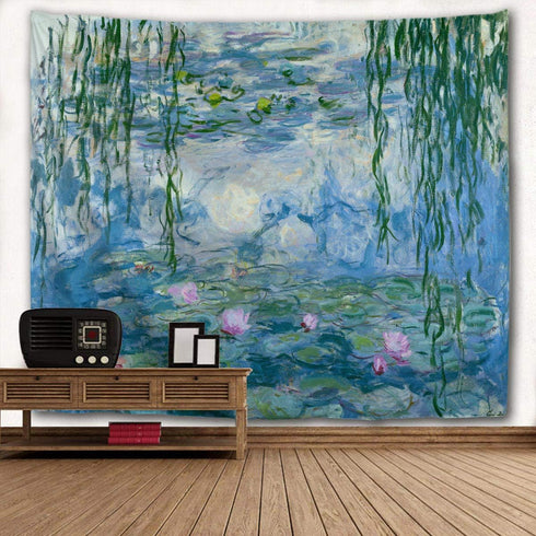 Monet Tapestry Water Lilies Flowers Tapestry Wall Hanging Art Home Decor for Living Room Bedroom Dorm 60 x 40 Inches...