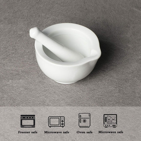 LEETOYI Porcelain Small Mortar and Pestle, Ceramic Herb Grinder Pill Crusher Set, 3.3 inch White...